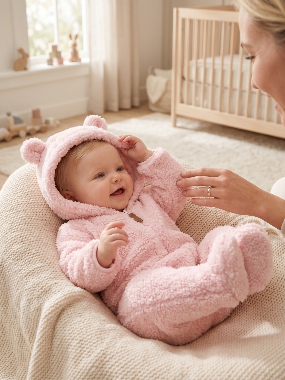 Carter's Pink Plush Hooded Baby Jacket with Bear Ears
